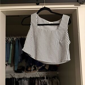 Black and White Striped Crop Top